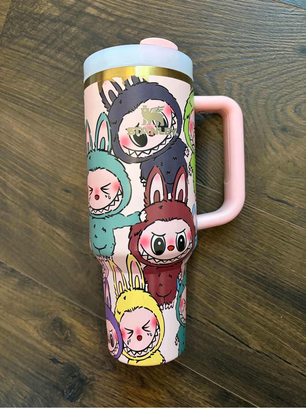 Labubu Stanley Pink Character Tumbler with Multicolor Print. NO STRAW